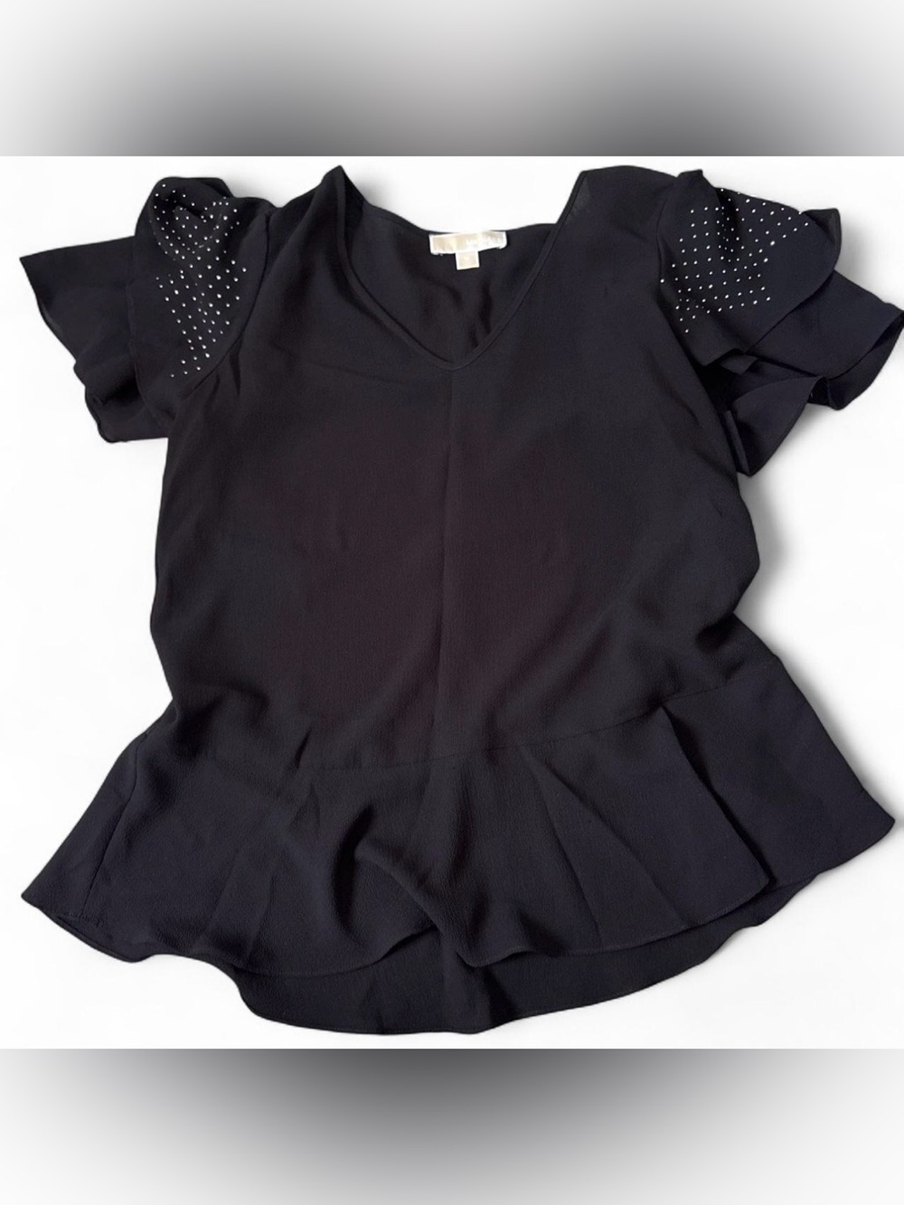 Michael Kors Black Blouse with Studded Sleeves